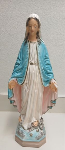 Vintage Virgin Mary Chalkware Statue 1950' s 13.5" Tall *40.00 Firm* Columbia Statuary CS113 Religio