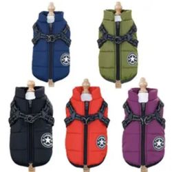 Pet jacket with harness winter warm clothes waterproof 