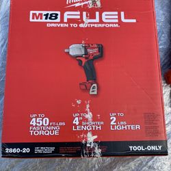 Milwaukee Tool M18 FUEL 18V Li-Ion Brushless Cordless Mid Torque 1/2 -inch Impact Wrench W/ Pin Detent (Tool Only)