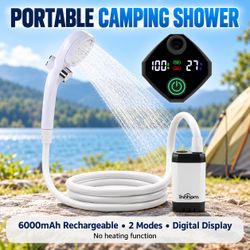 Brand new Portable Camping Shower Pump Kit – Rechargeable 6000mAh, Digital Display