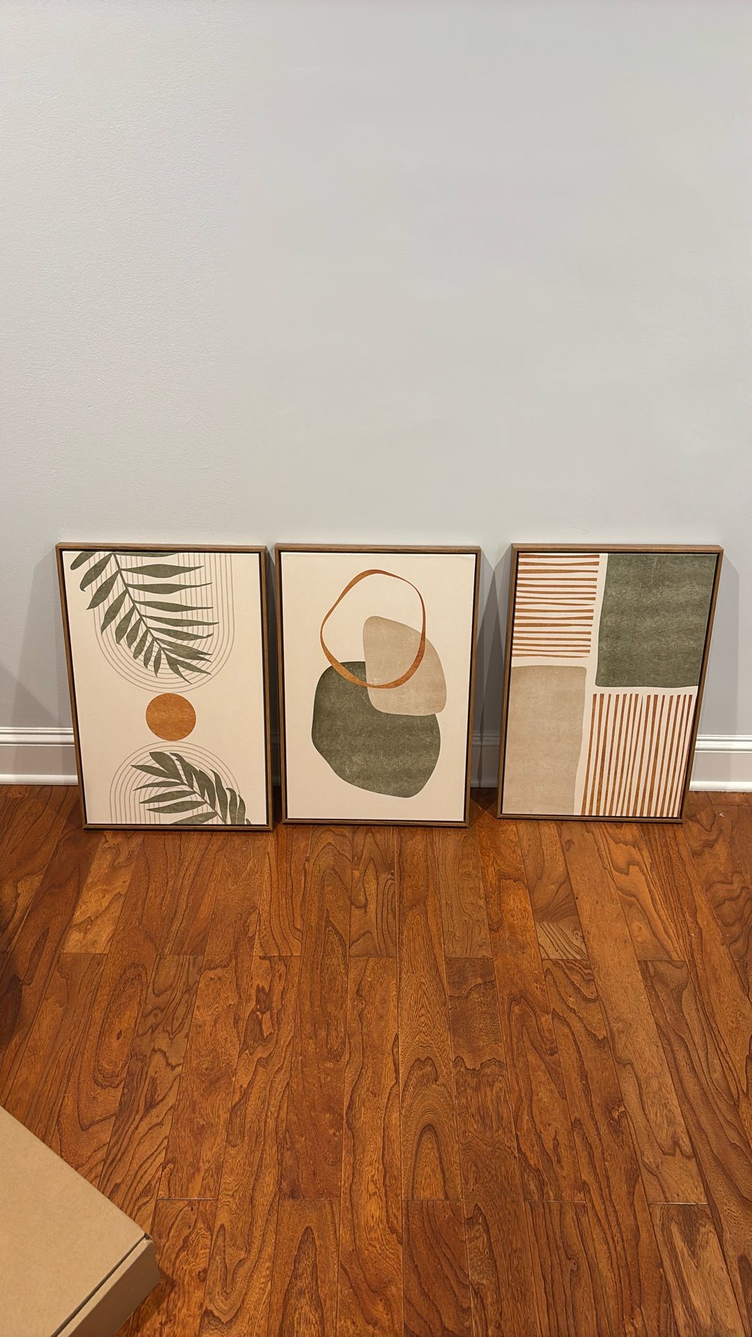 3 Panel Canvas Abstract Art, Wooden Frame