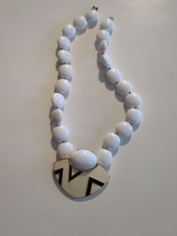 Vintage Signed Trifari White Necklace and earring set