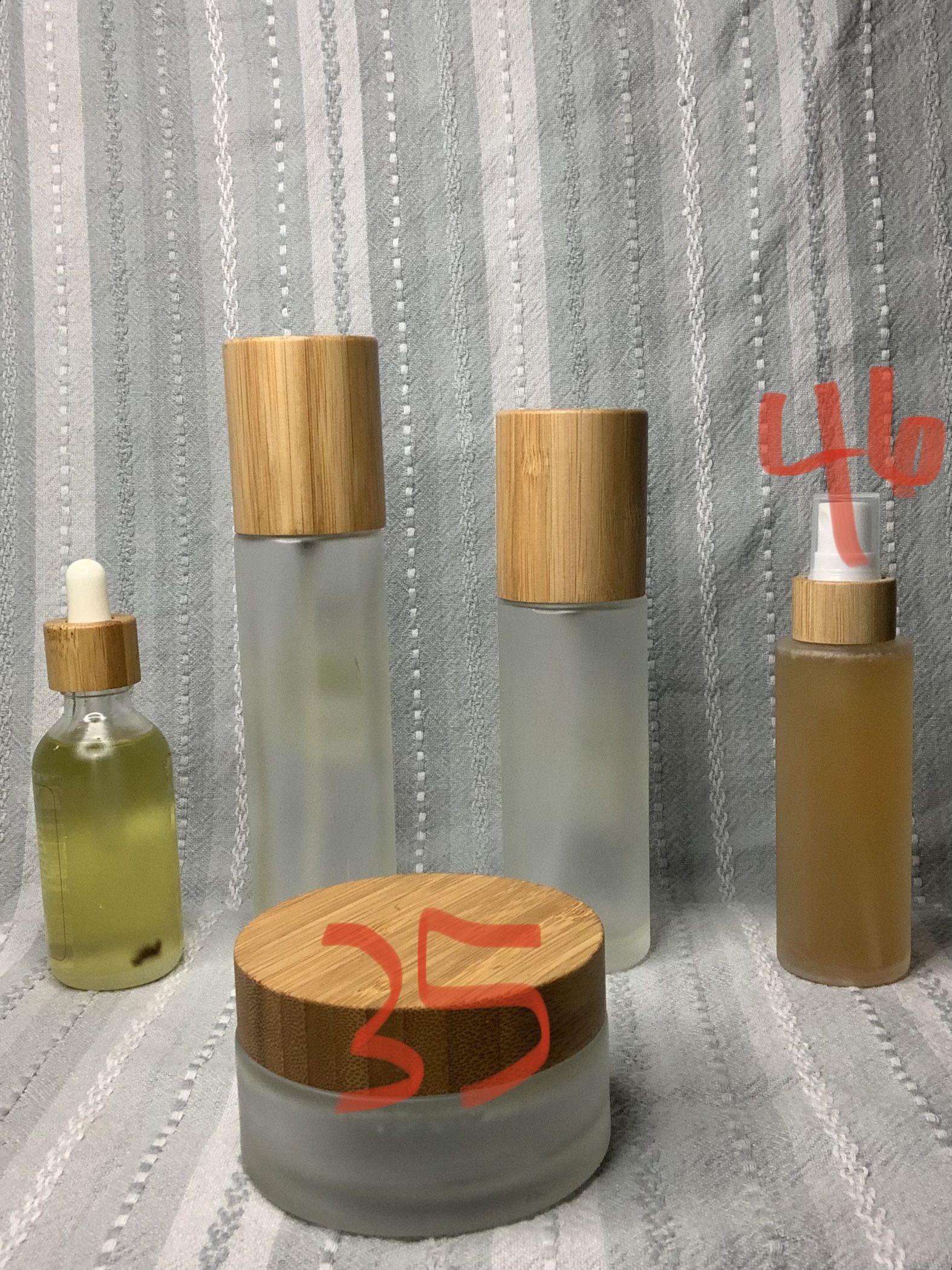 Glass Frosted Spray Bottle And Jar
