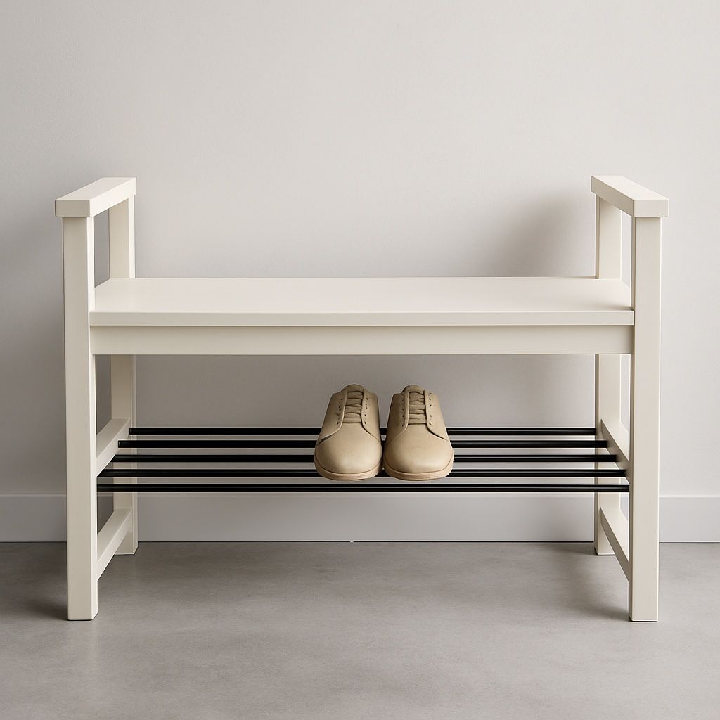 Entryway Shoe Storage Bench — Optional BEBE Accent Pillows