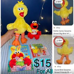$15 For All Elmo,Big Bird,Books, Sesame street bundle all included