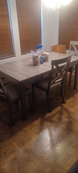Ashley's dining table with 3 chairs n bench chair