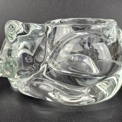 Vintage Glass Sleeping Cat Kitten Votive Candle Holder