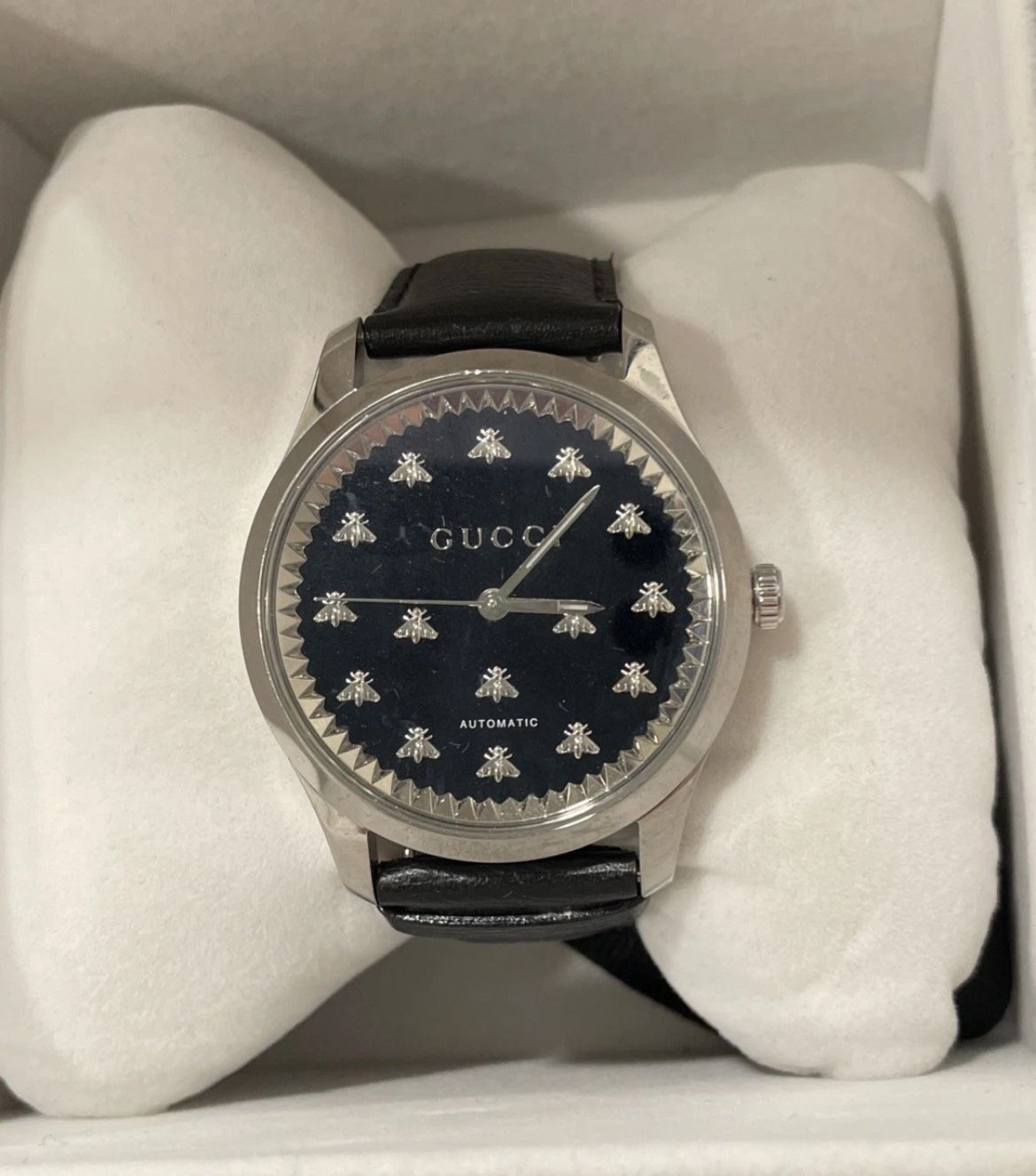Gucci Watch G-Timeless YA126286 Black Onyx Automatic Men’s Watch Box & Papers