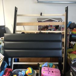 Double Bed Frame Black Leather