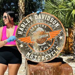 Large Porcelain Harley Davidson Advertising Sign 30 In
