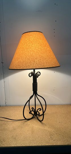Wrought Iron Table Lamp Tan Shade