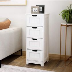 White Storage Organizer Cabinet with 4 Drawers 