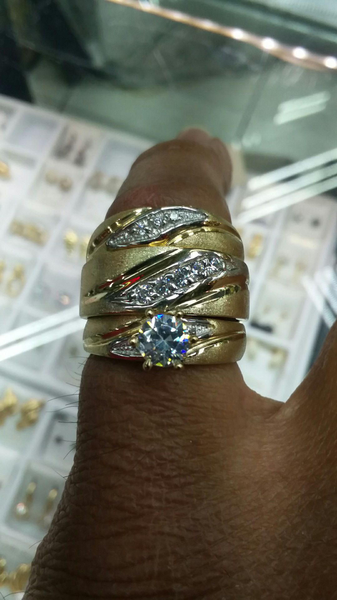 14k Gold wedding set ring CZ 10.6 grams