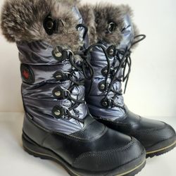COUGAR CANADA Cranbrook Metallic Gray Waterproof Faux Fur Lined Winter Boots Sz8