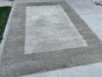 Large Border Pattern Tan and Brown Area Rug (7’10”x10’10”)
