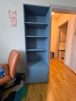 IKEA Bookcase with bottom cabinet painted pigeon blue