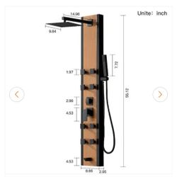 New Shower Panel With Jets Wooden Accent