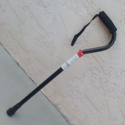 NEW Black Aluminum Walking Cane Comfortable Offset Foam Handle & Wrist Strap, 300 lb Capacity, Push-Button Adjustable Height (29”-38”) & Locking Ring