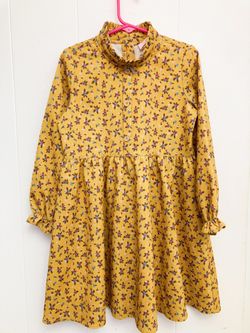 Corduroy long sleeve floral dress for girls