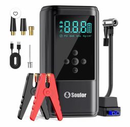 Soulor Jump Starter with Air Compressor, 6000A Battery Jumping Starter (Suitable for Gasoline and Diesel Vehicles),Three Emergency Lights Modes