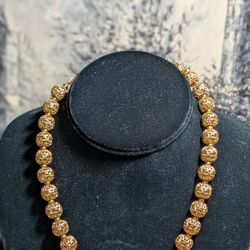 
Fantastic Mid Century Monet Goldtone Open Work Filigree 