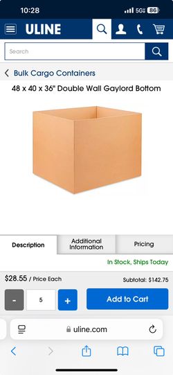 48 × 40 x 36" Double Wall Gaylord Bottom