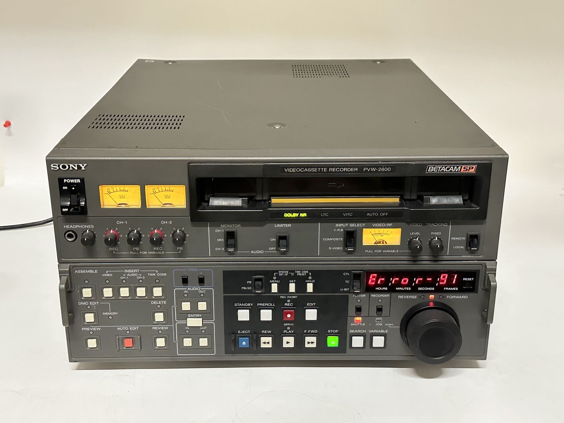 Sony PVW 2800 SP Betacam Video Cassette Player Recorder ~ ERROR 91