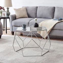 FirsTime & Co. Silver Geometric Glam Coffee Table, American Designed, Silver