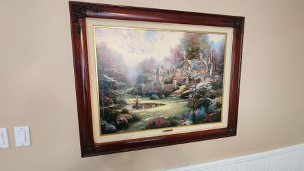 Thomas Kinkade Hand-Embellished Canvas Set – Framed – Beautiful Condition