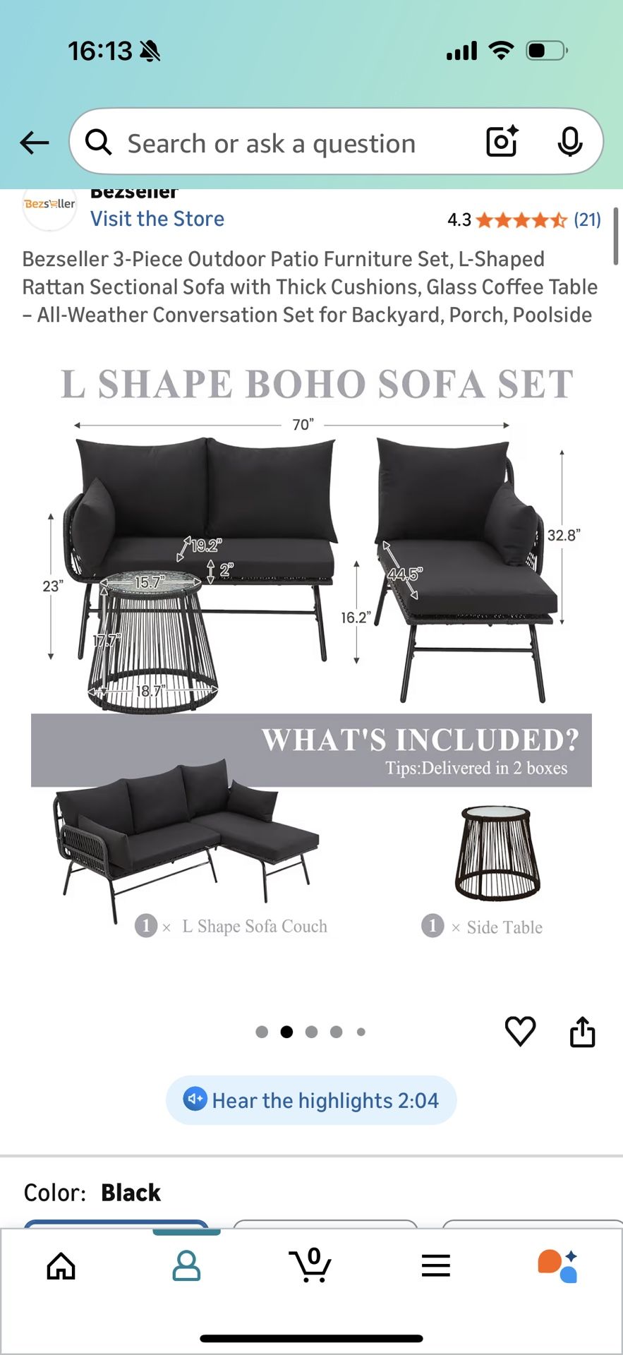 Patio Sofa With Chaise 