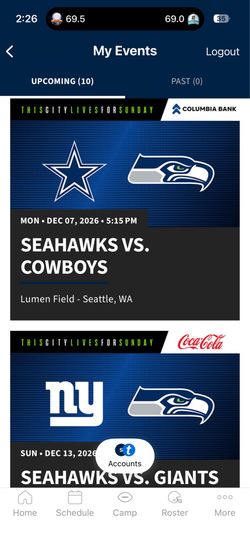 Seahawks vs Cowboys (Week 13) | Section 304, Row D | 2-4 Tickets