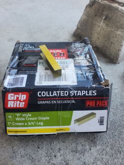 Grip-Rite
1 in. x 3/4 in. 16-Gauge Adhesive Collated Electrogalvanized P-Style Wide Crown Finishing Staples 10000 Per Box