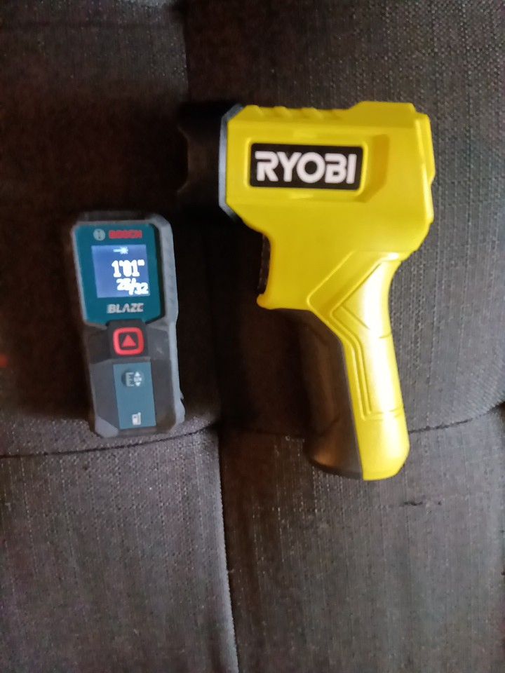 Ryobi laser thermometer and Bosch Blaze , laser measuring device