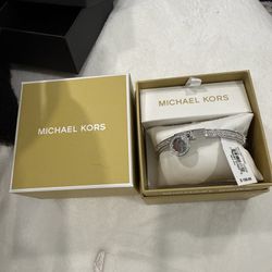 Michael Kors Silver Pave Crystal Bangle Bracelet Women Mk 