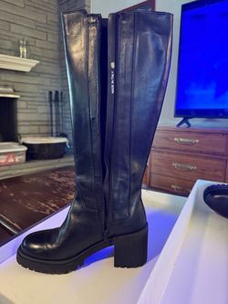 New tall black leather boots women's 10