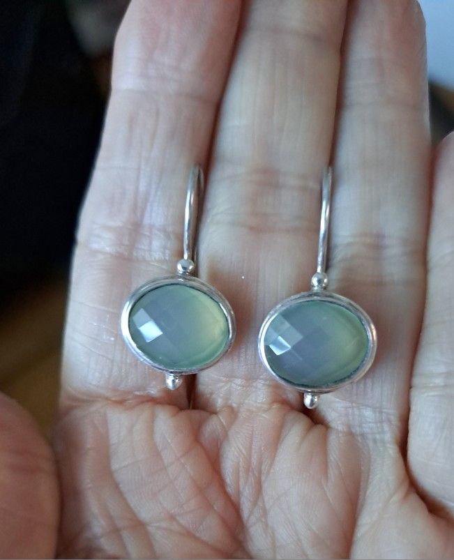 Sterling Silver Blue Chalcedony Earrings