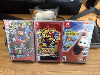 NEW SEALED Super Mario Odyssey + Paper Mario Thousand Year Door + Spongebob Patrick Nintendo Switch