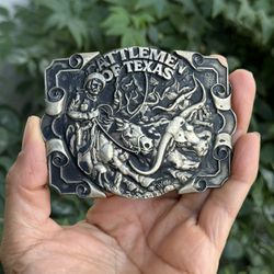 Cattlemen Of Texas Cowboy Cattle Ranching Brass Vintage Belt Buckle
