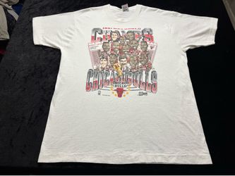 Mens XL Vintage 1991 Chicago Bulls Michael Jordan Champions Caricature Tshirt