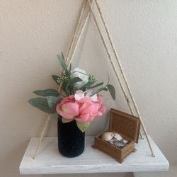 White distressed Hanging Shelves