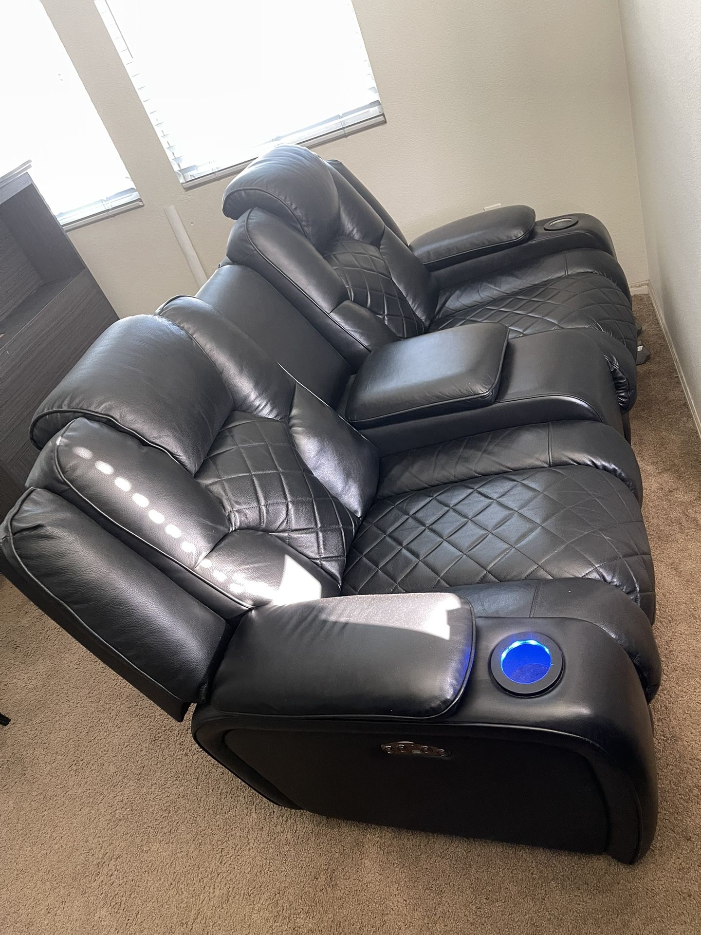 2 Piece Leather Recliner Sofa
