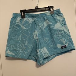 Patagonia Baggies Shorts Womens Small Blue Tropical Print