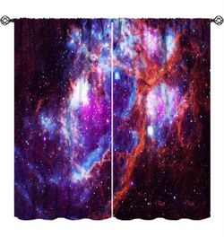 Galaxy Blackout Curtains Fantasy Galaxy Universe Mysterious Nebula Purple Orange Art Print for Kids Girls Boys Bedroom Living Room Rod Pocket Decorati