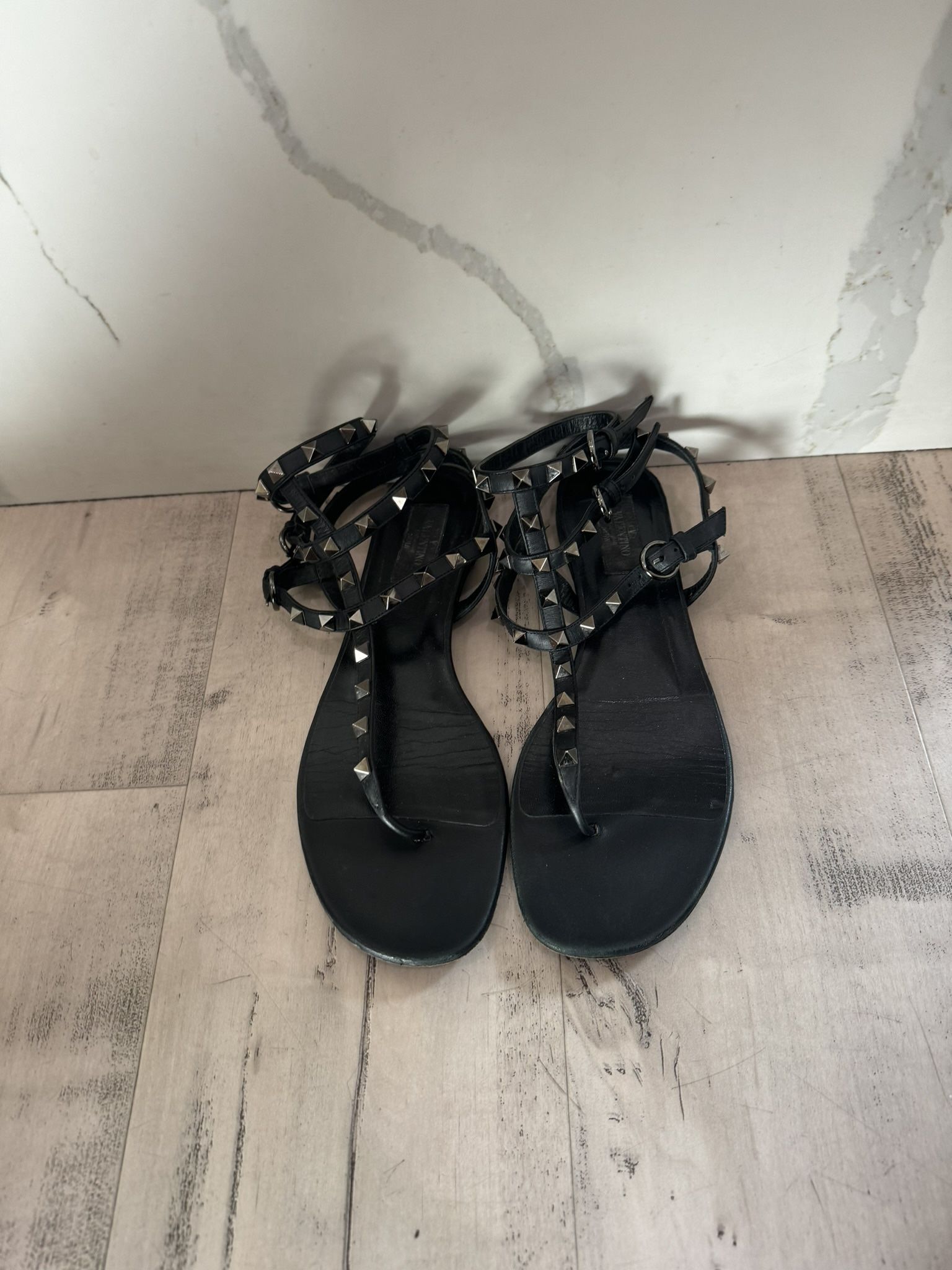 Valentino Garavani Rock stud Calf Skin, Leather Sandal