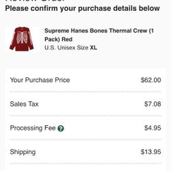 Supreme Bones Thermal, Red Size Xl!