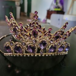 Quinceanera Crown Or Tiera Purple And Gold