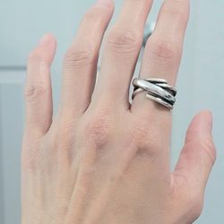 925 Sterling Silver Women's Men's Ring Cuff Band Gift