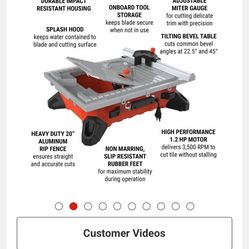 Diamondback 7” Tabletop Wet Tile Saw