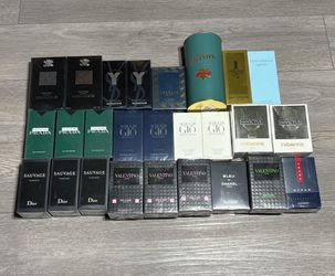 Assortment of colognes and perfumes