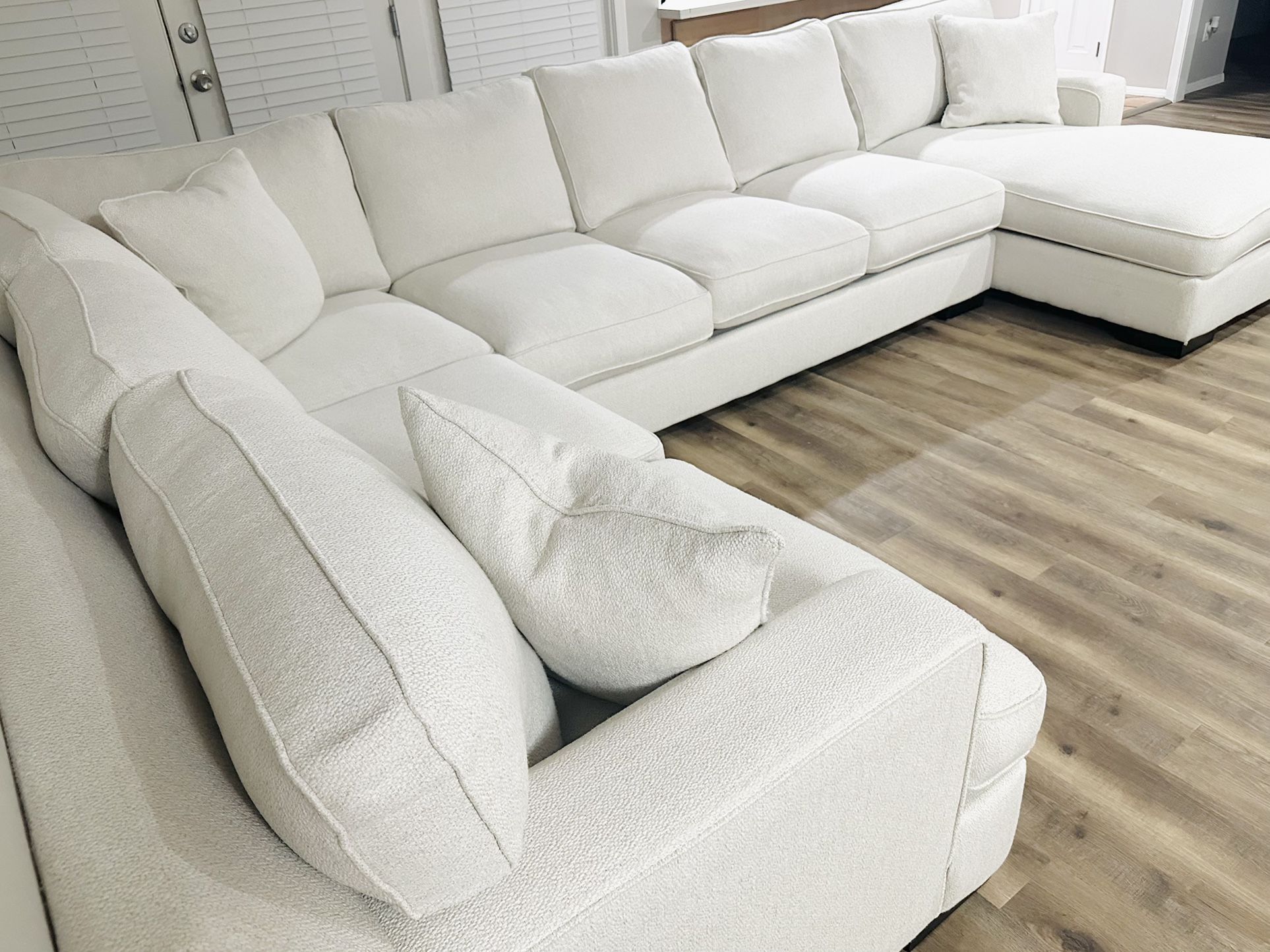 Potato Barn John Michael Designs Chaise Sectional, Revolution Performance Fabric “Natural” (Ivory)